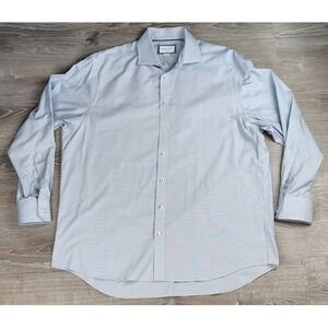 Charles Tyrwhitt Men's Classic Fit Non-Iron Dress Shirt 17.5 36 Blue Check Puppy